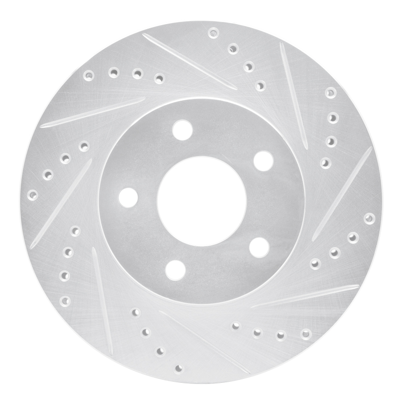 Chevrolet Cobalt Brake Rotor (1) - Front Right - R1 Concepts - Drilled & Slotted - Silver - `07-`10
